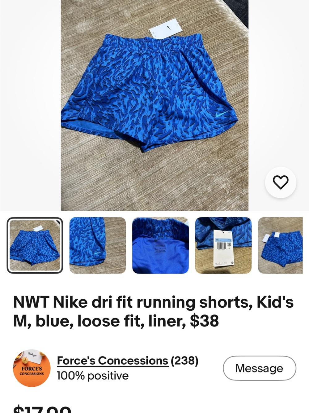 Nike Blue Patterned Kids Training Shorts